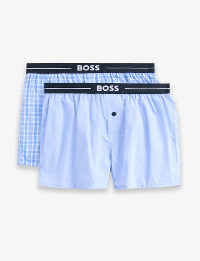 BOSS 2er-Pack reine Baumwolle schlicht karierte Boxershorts Herren-Boxershorts