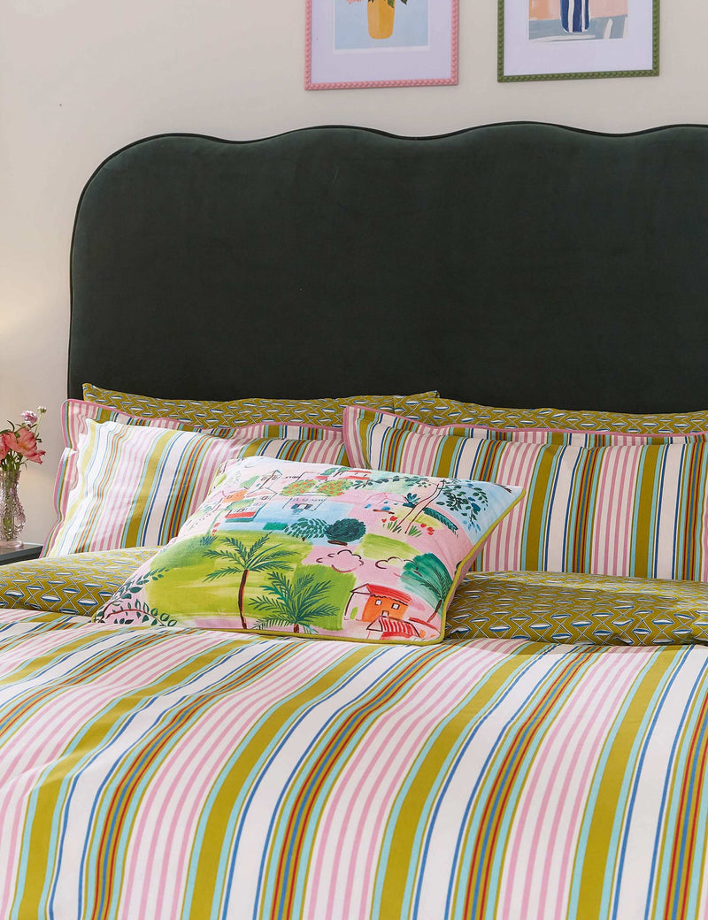 Land & Shore Raven Stripe cotton pillowcases 2 pack, UK version