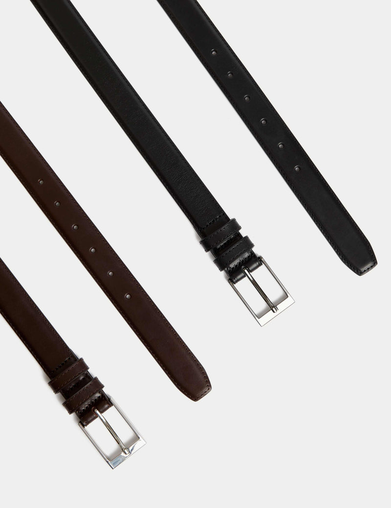 M&S leather stitch detail belts 2 pack, UK version