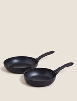 M&S 2 Piece Black Aluminium Non-Stick Frying Pan Set - 20cm & 24cm- Buy online at McGrocer