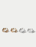 Twist brushed hoop earrings 2 pack, imported from the UK