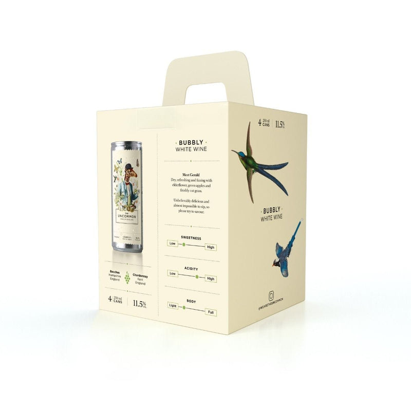Uncommon Gerald sparkling white wine 4 x 25cl, imported from the UK