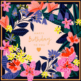 Sainsbury's Happy Birthday Card Floral Wreath 15.9cm (British brand)