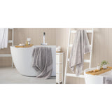Luxury Egyptian Cotton Bath Towel or Sheet with Plush Pile, Silver Striped Design