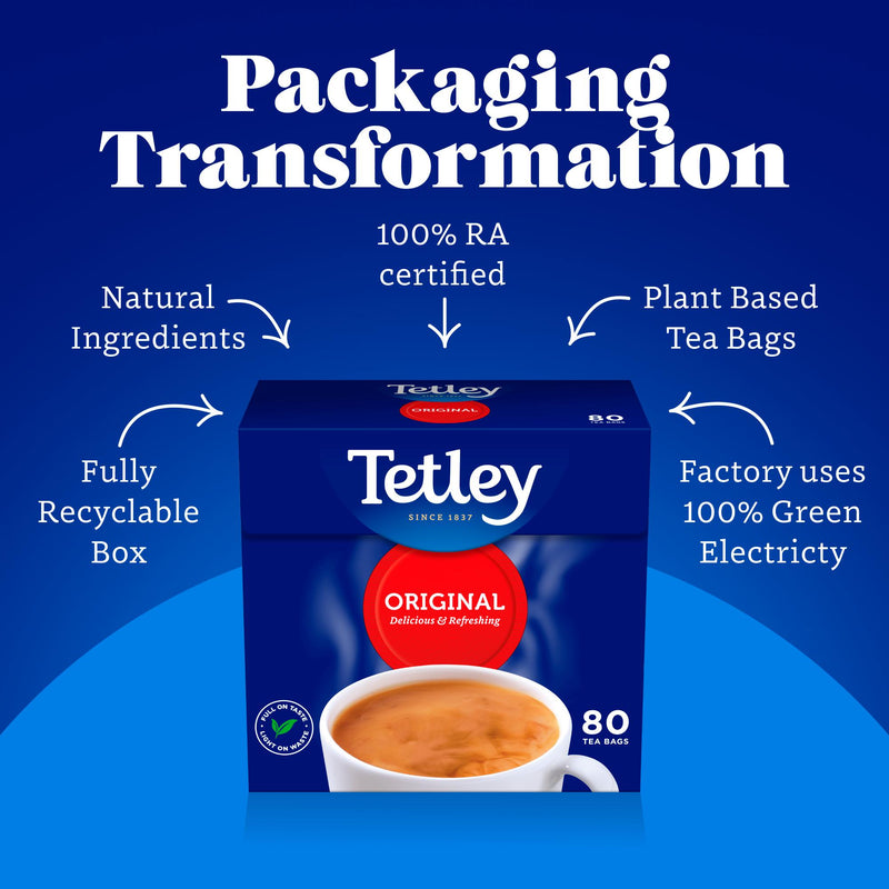 Tetley decaffeinated tea bags 80 count 250g - British product