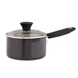 Sainsburys Habitat Aluminium Saucepan 16cm Black With Tempered Glass Lid 1.5 Litre Capacity- Buy online at McGrocer