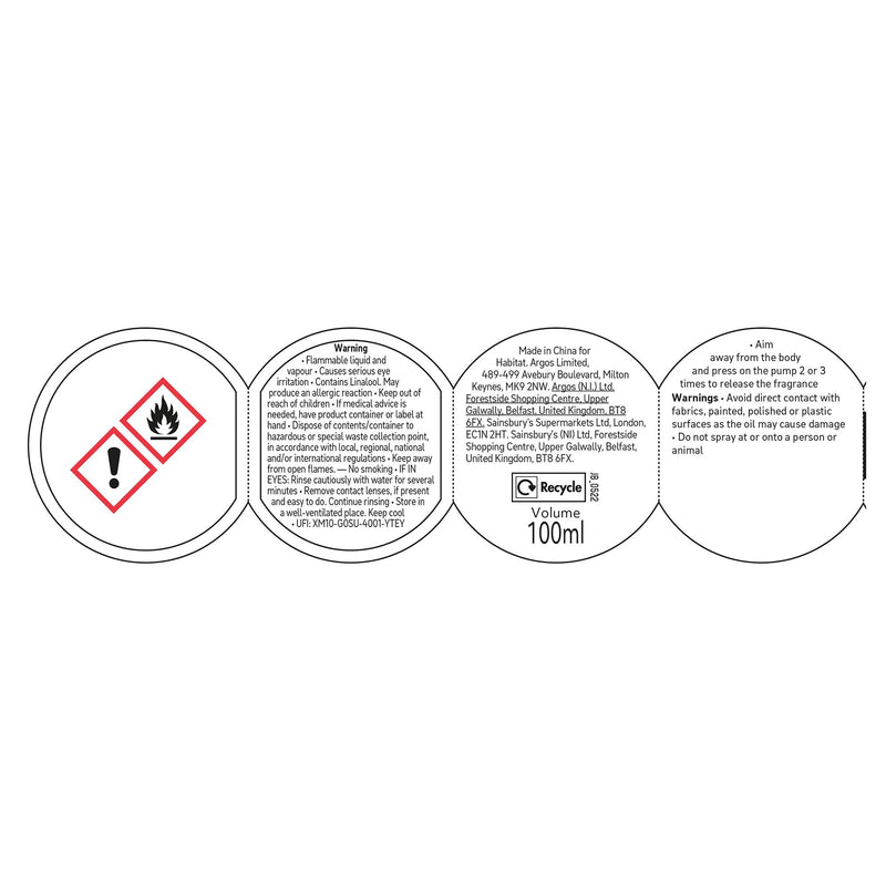 Habitat room spray geranium basil 100ml, UK version