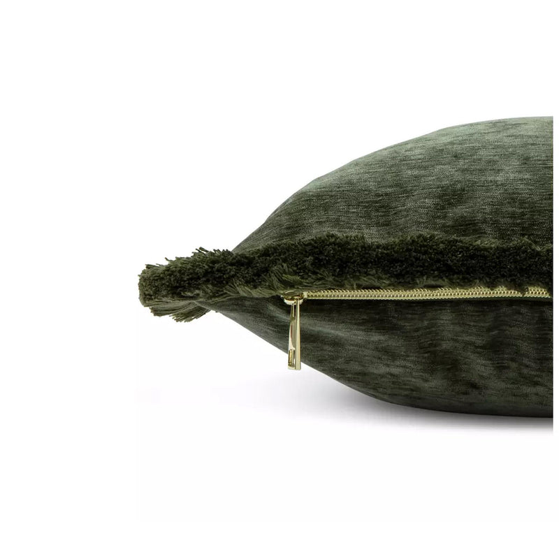 Habitat fringed chenille green cushion 43x43cm (British brand)