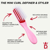 Denman D14 mini curl definer Pink Crush 5-row hairbrush, imported from the UK