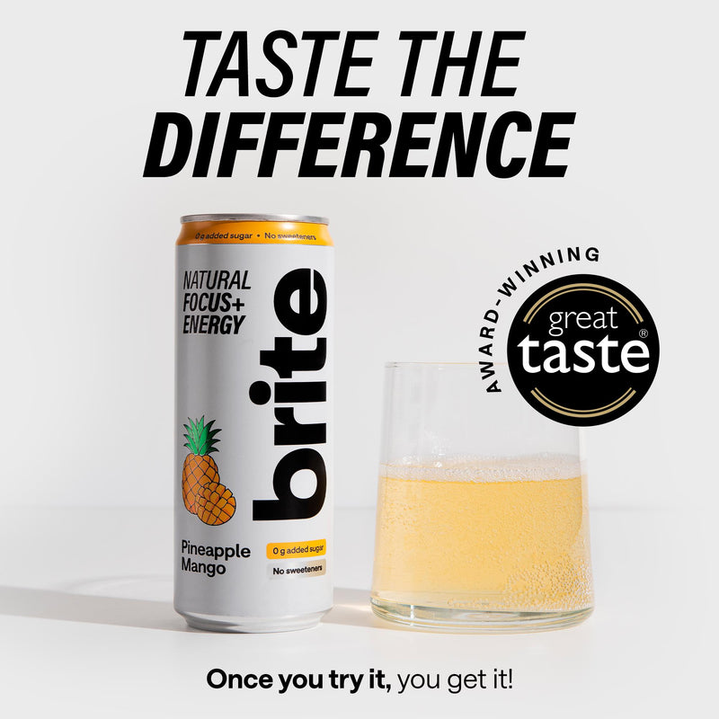 Brite energy drink Pineapple Mango 330ml, imported from the UK