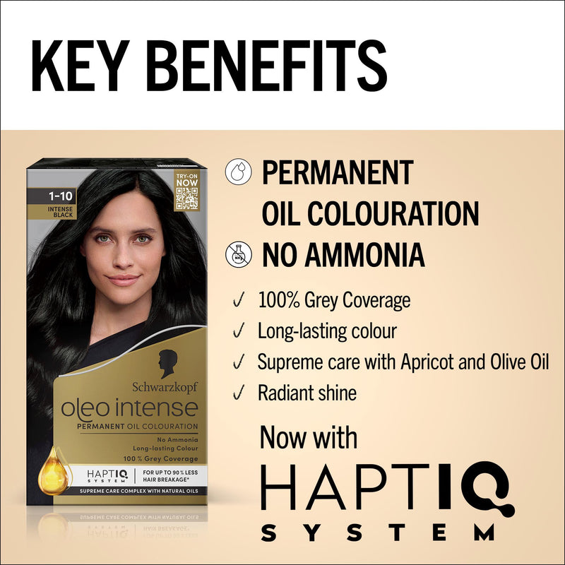 Schwarzkopf Oleo Intense 1-10 black permanent hair dye - British product