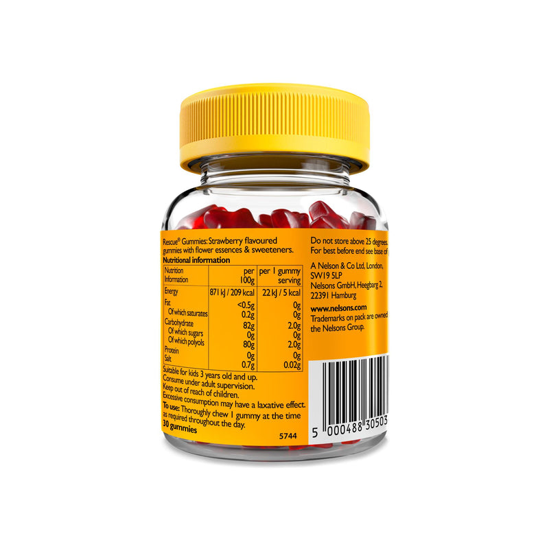 Bach Rescue strawberry kids gummies 30 count, imported from the UK