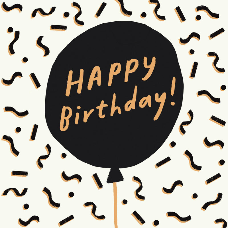 Sainsbury's birthday card black balloon 15.9cm (British brand)