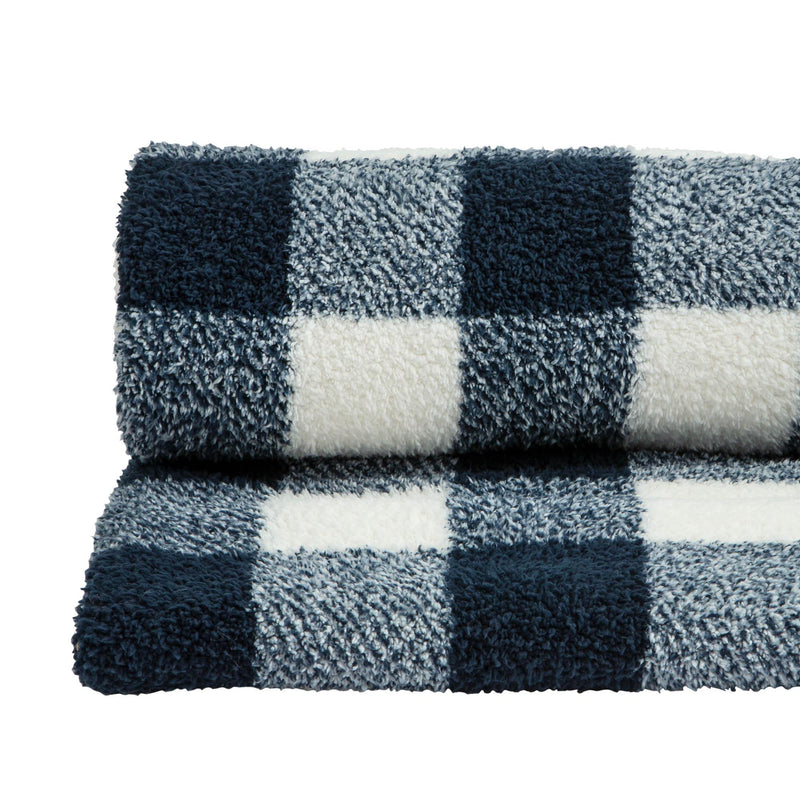 Sainsbury's Home Fleece Throw Navy Check 125x150cm (British brand)