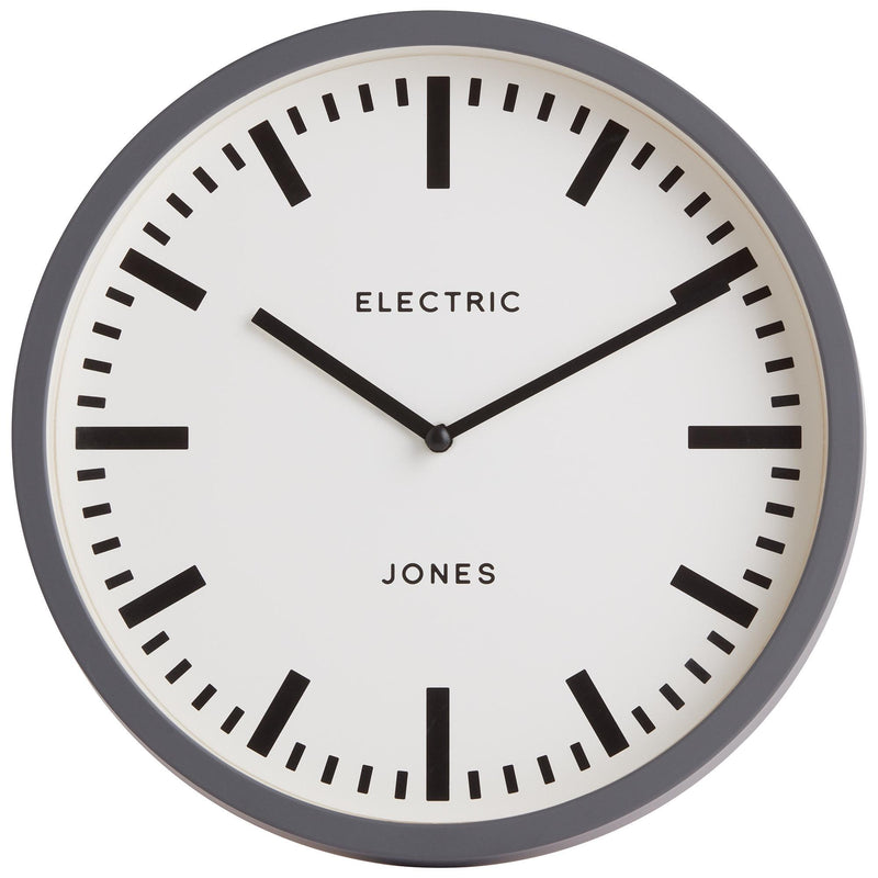 Jones wall clock grey 27cm, imported from the UK