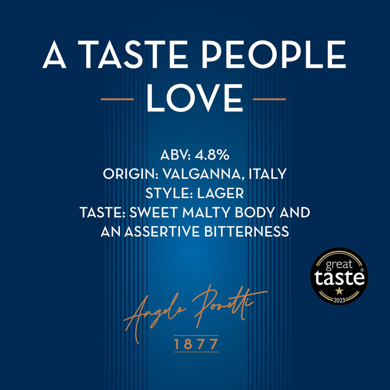 Angelo Poretti Italian lager 4x568ml cans, imported from the UK
