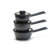 Sainsburys Habitat 3 Piece Saucepan Set Glass Lids 16cm 18cm 20cm- Buy online at McGrocer