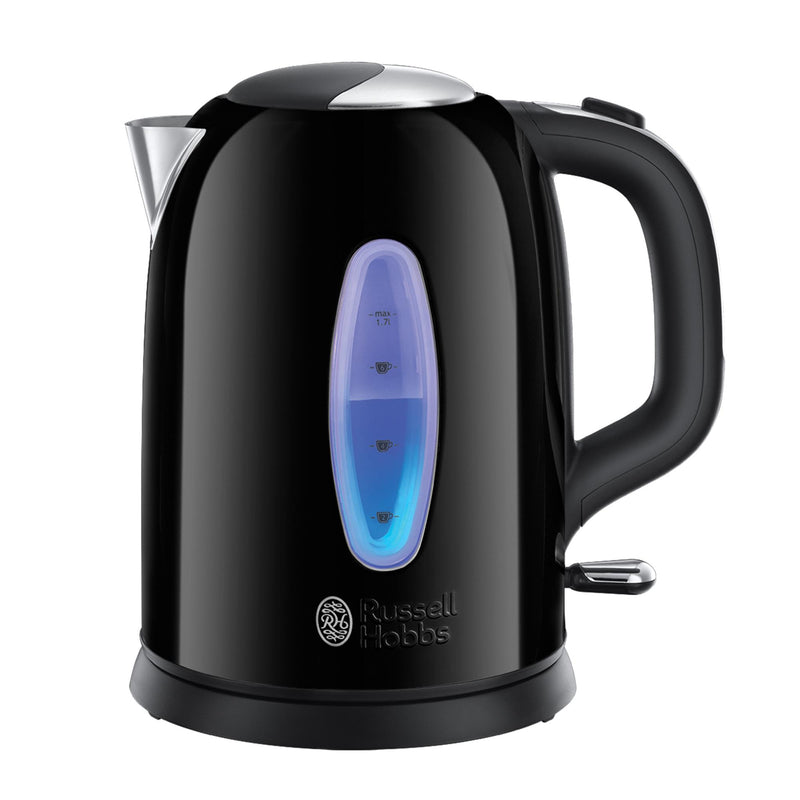 Russell Hobbs black electric kettle 1.7L, imported from the UK
