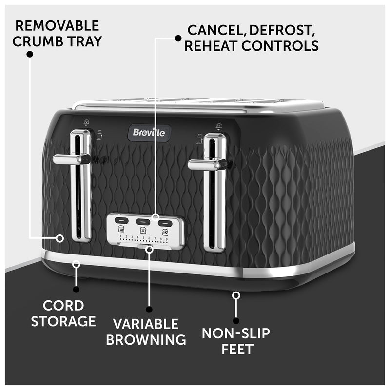 Breville Curve toaster black chrome 4 slice - British product