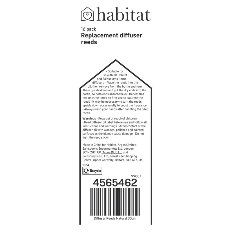 Habitat diffuser reeds replacement pack of 16, 30cm, imported from the UK
