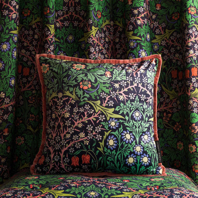 Sainsburys Morris & Co Blackthorn Cushion Green Print 43x43cm- Buy online at McGrocer