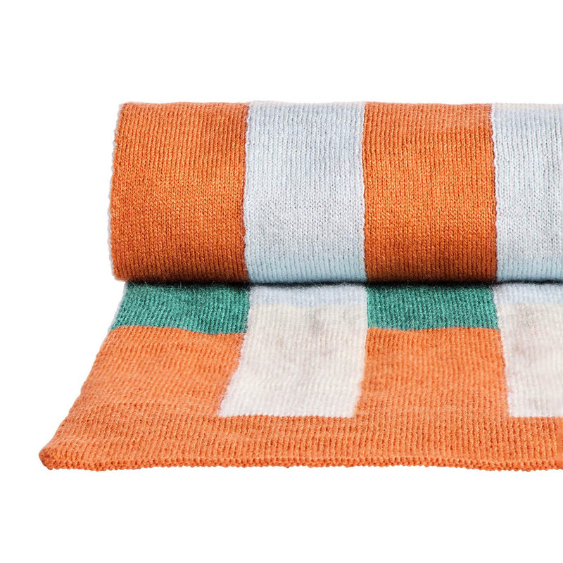 Habitat knitted throw blue and rust 125x150cm, UK version