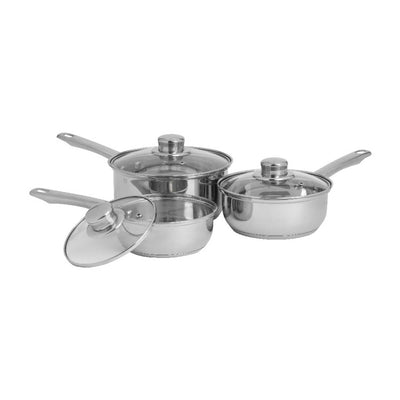 Sainsburys Sainsbury's Home Stainless Steel 3 Piece Saucepan Set- Buy online at McGrocer