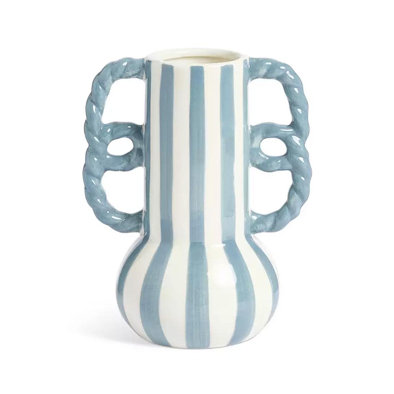 Habitat stripe ceramic vase with wavy handles H20cm - British product