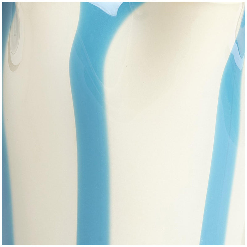 Habitat milk glass vase blue stripe 28.7cm, imported from the UK