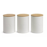 Sainsburys Habitat Embossed Text Pack of 3 White Kitchen Canisters- Buy online at McGrocer
