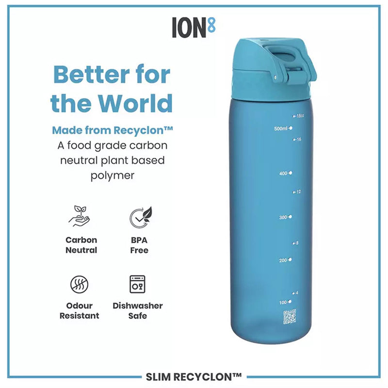 Ion8 Blue Transparent Water Bottle 500ml, UK version