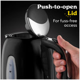 Russell Hobbs black electric kettle 1.7L, imported from the UK