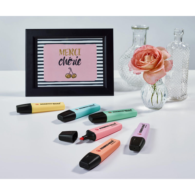 Stabilo Pastel Highlighters 6pk with pastel shades, a British brand