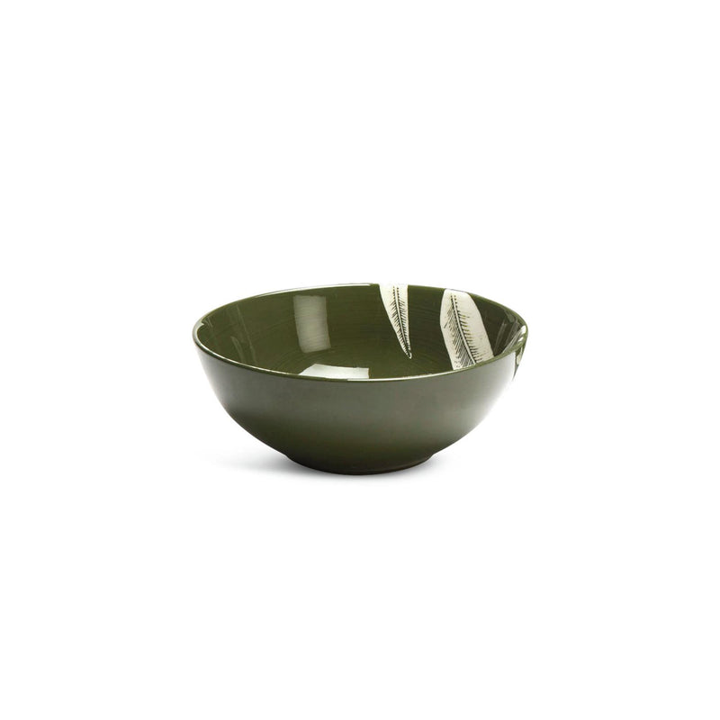 Habitat stoneware floral cereal bowl green 580ml, UK version