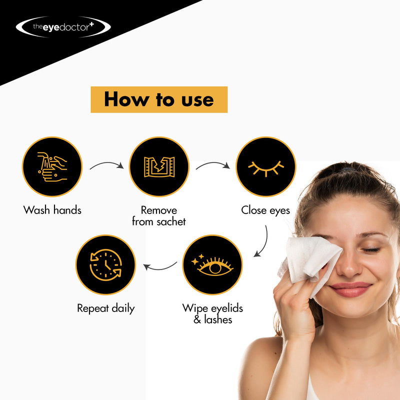 The Eye Doctor biodegradable eyelid wipes x20, UK version