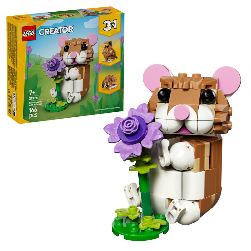 LEGO Creator 3in1 hamster with flower building set 166 pieces, imported from the UK