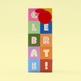 Scribbler Celebrate Bottle Bag, rainbow check design, imported from the UK
