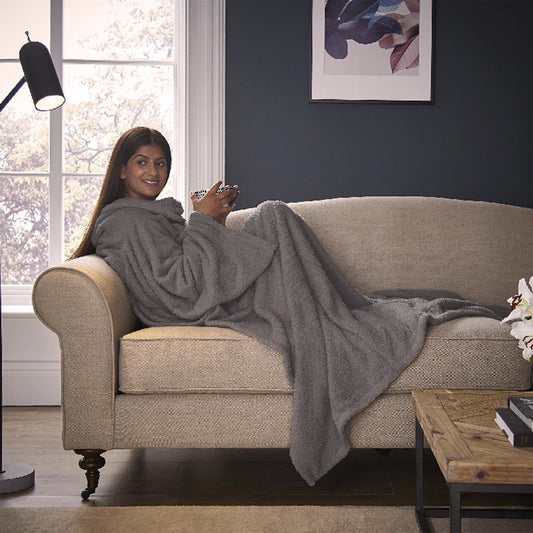 Silentnight Snugsie Wearable Blanket with Sleeves Grey GOODS Sainsburys   