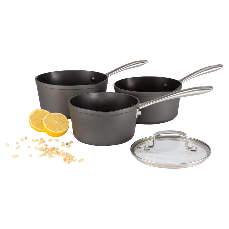 Habitat hard anodised aluminium saucepan set 3 piece, UK version