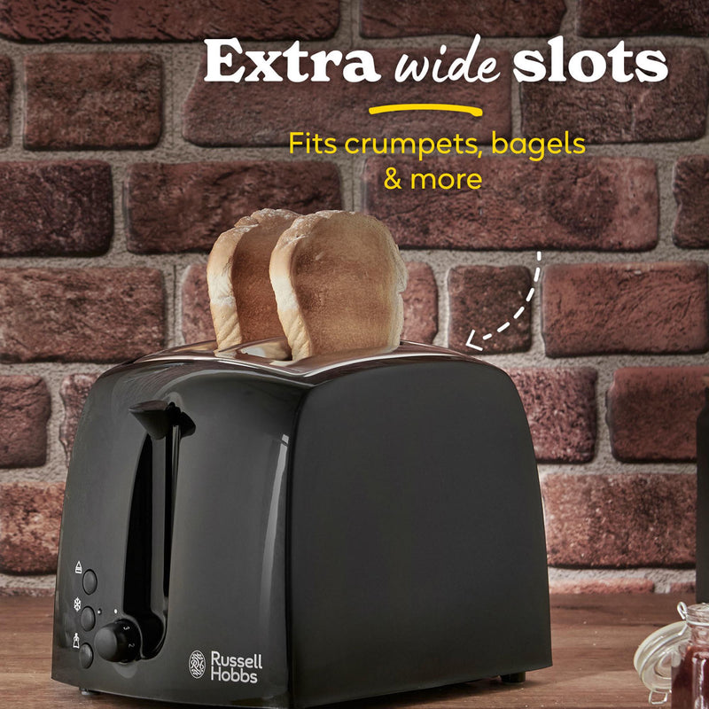 Russell Hobbs Textures Black Toaster 2 Slice, imported from the UK