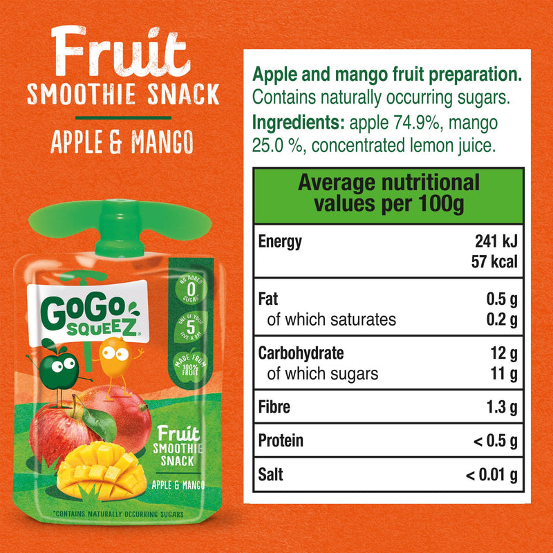 GoGo Squeez Apple Mango smoothie 4x90g, UK version
