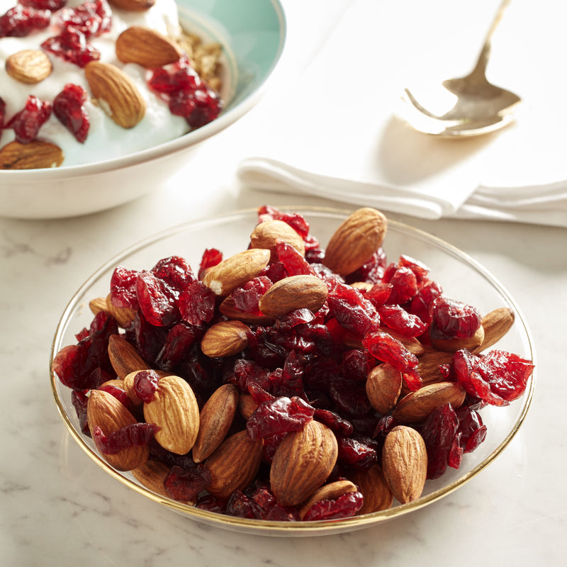 Dried cranberries and almonds vegan snack mix 180g, imported from the UK