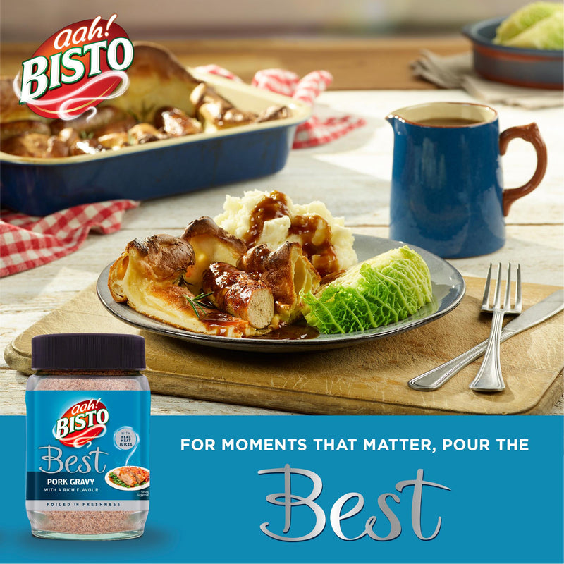 Bisto Best pork gravy granules 230g jar, UK version