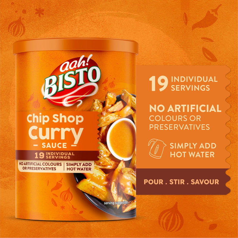 Bisto Chip Shop Curry Sauce Mix, imported from the UK