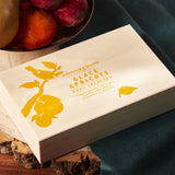 Glacé apricots in a wooden box, 500g, imported from the UK