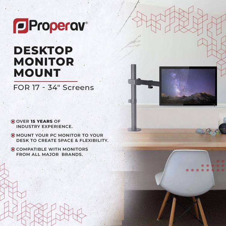 ProperAV swing arm monitor mount black 34 inch - British product