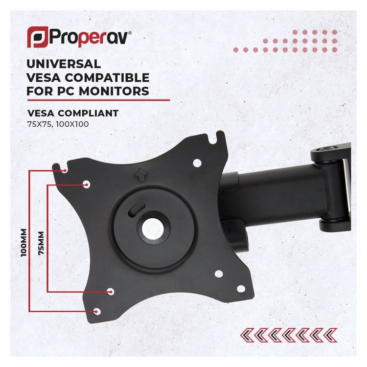 ProperAV swing arm monitor mount black 34 inch - British product