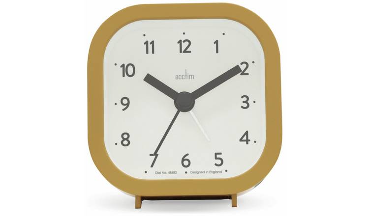Acctim analogue alarm clock in mustard - British product