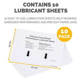 Fellowes shredder oil sheets, pack of 10, imported from the UK