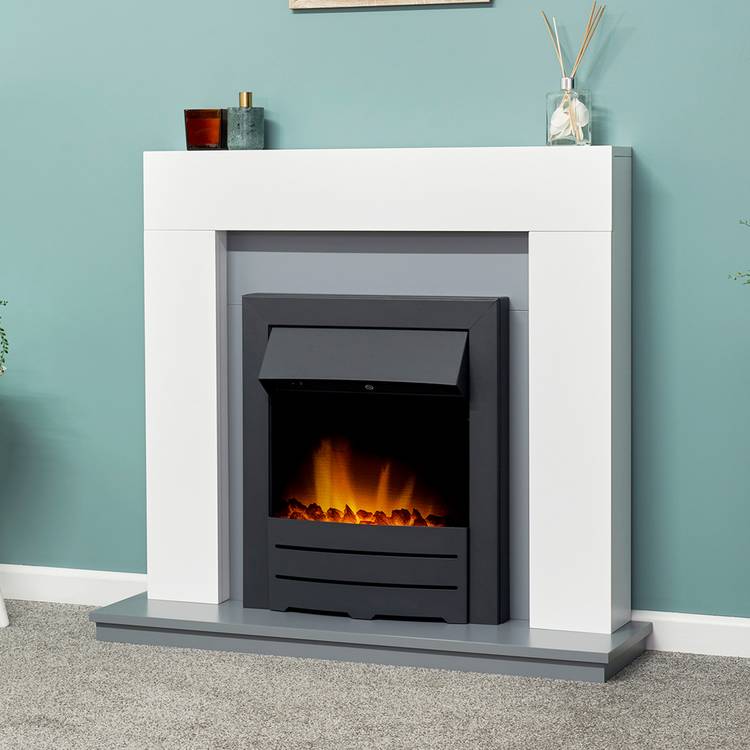 Adam Dakota electric fire suite white and grey, imported from the UK